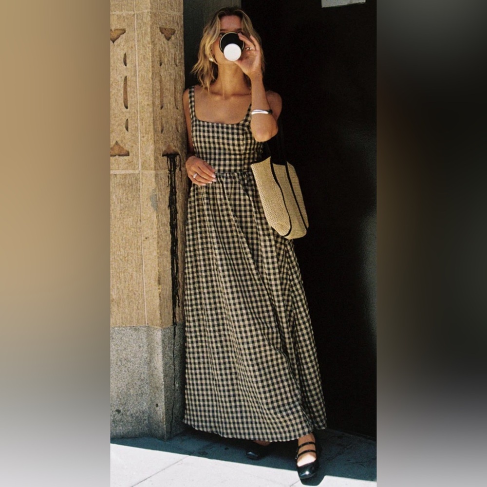 BNWT Princess Polly Cartmel check maxi dress black / cream